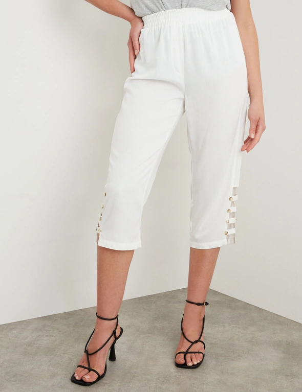 Rockmans Crop Pants With Button Side Ankle Detail, hi-res image number null