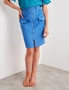 Rockmans Knee Length Linen Blend Zipped Front Skirt, hi-res