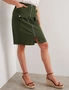 Rockmans Knee Length Linen Blend Zipped Front Skirt, hi-res