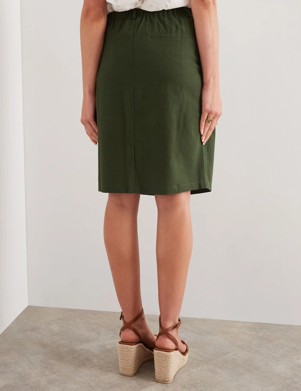 Rockmans Knee Length Linen Blend Zipped Front Skirt, hi-res image number null