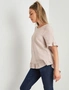 Rockmans Elbow Sleeve Frill Button Back Woven Top, hi-res
