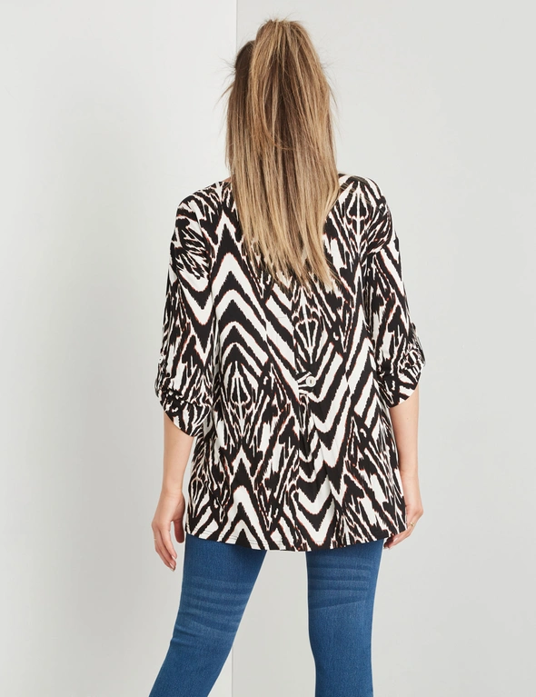 Rockmans 3/4 Sleeve Pleat Back High Low Knitwear Top, hi-res image number null