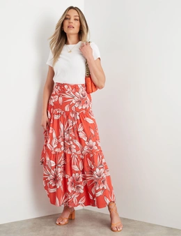 Rockmans Belted Tiered Frill Maxi Skirt