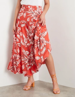 Rockmans Belted Tiered Frill Maxi Skirt