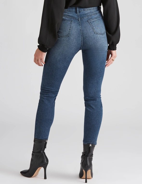 Rockmans Full Length Distressted Patch Skinny Jeans, hi-res image number null