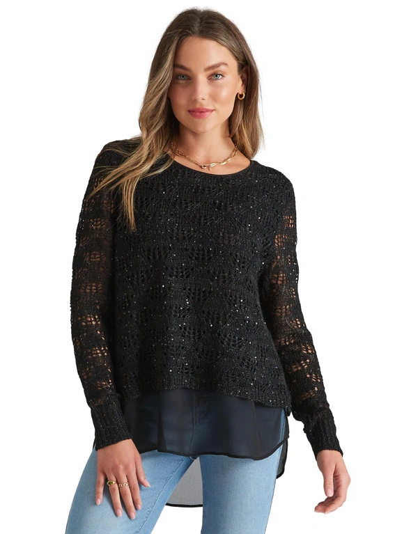 Rockmans Long Sleeve Net Double Layer Top, hi-res image number null