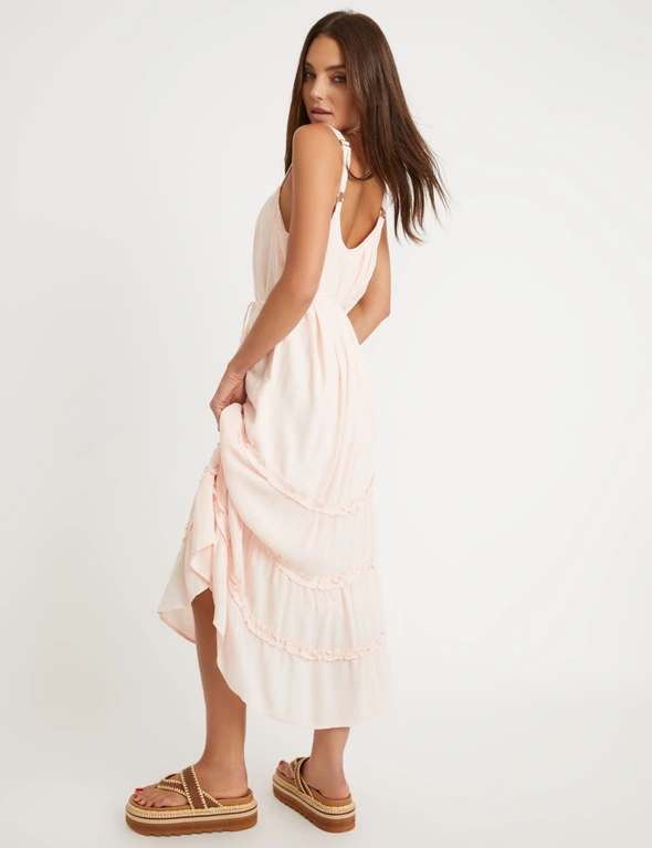 Rockmans Sleeveless Tiered Frill Detail Beaded Dress, hi-res image number null