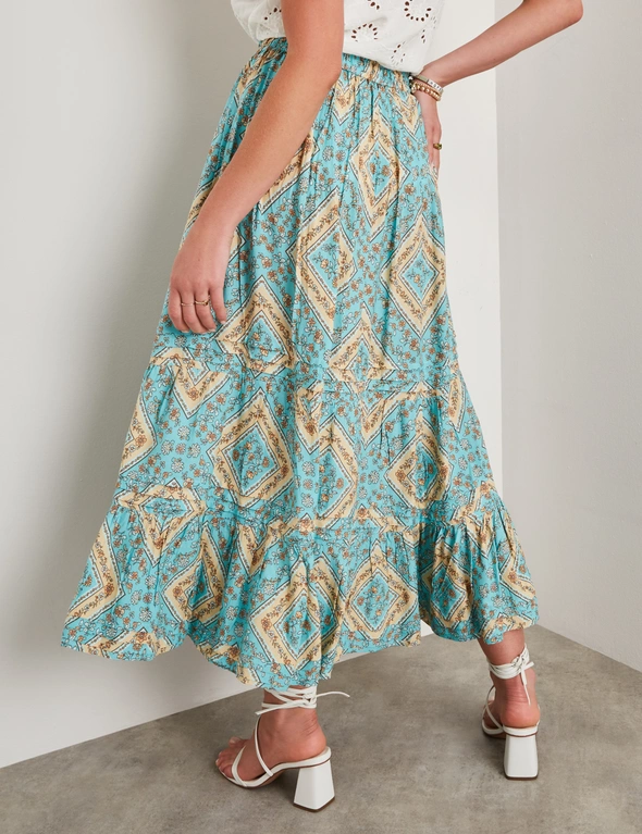 Rockmans Elastic Waist Tiered Maxi Skirt, hi-res image number null