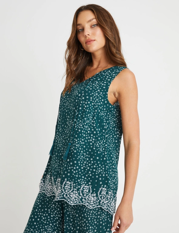 Rockmans Sleeveless Embroidered Tank, hi-res image number null