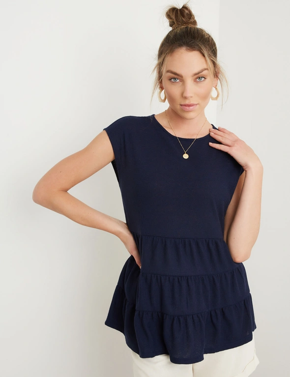Rockmans Extend Sleeve Tiered Textured Swing Top, hi-res image number null