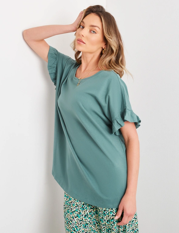 Rockmans Extend Frill Sleeve Fashion Tee, hi-res image number null