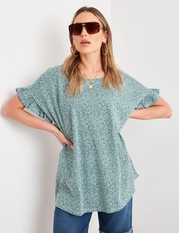Rockmans Extend Frill Sleeve Fashion Tee