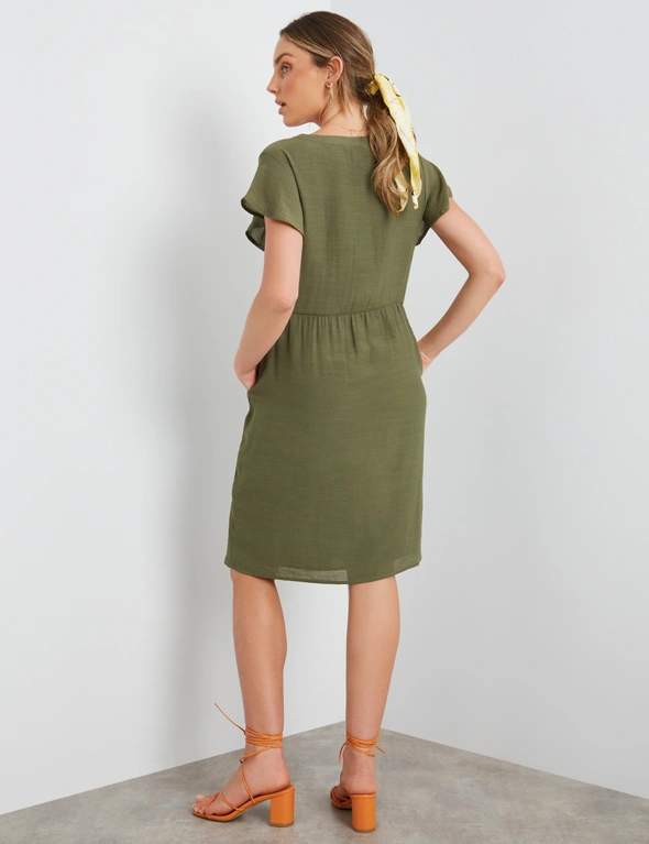 Rockmans Extend Sleeve Pintuck Notch Neck Dress, hi-res image number null