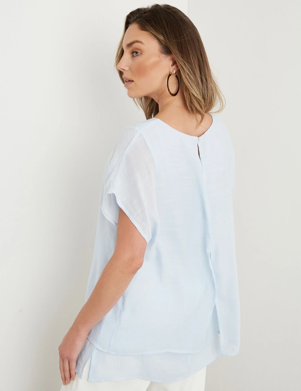 Rockmans Extend Sleeve Double Layer Slub Top, hi-res image number null