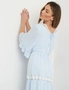 Rockmans Elbow Frill Sleeve Lace Detail V Neck Woven Midi Dress, hi-res