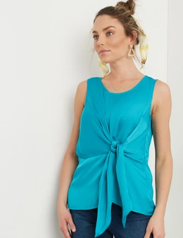 Rockmans Sleeveless Tie Front Woven Top