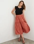 Rockmans Elastic Waist Button Detail Midi Length Woven Skirt, hi-res