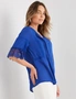 Rockmans Elbow Sleeve Crinkle Lace Detail Woven Top, hi-res