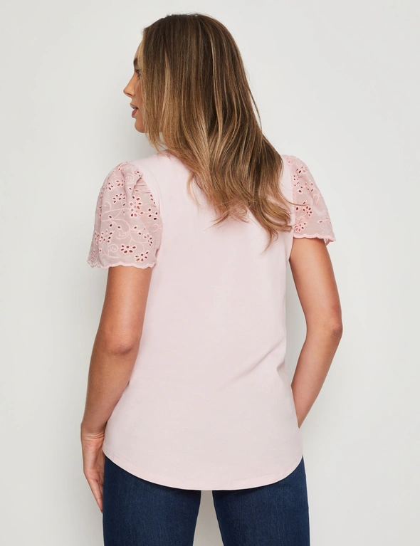 Rockmans Embroidered Sleeve Top, hi-res image number null