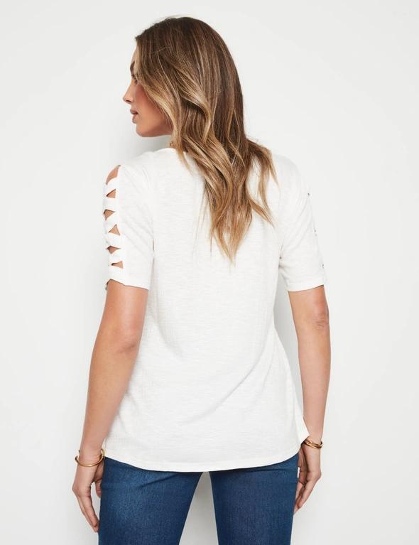 Rockmans Cutout Short Sleeve Textured Top, hi-res image number null