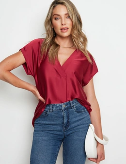 Rockmans Extended Sleeve Pleat Front Top