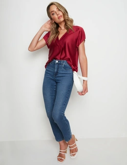 Rockmans Extended Sleeve Pleat Front Top