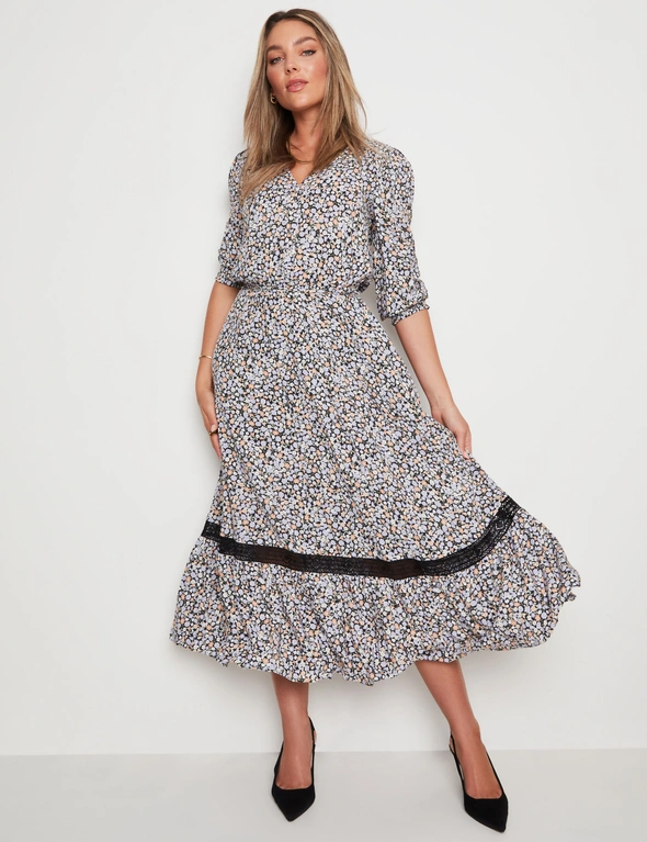 Rockmans Long Sleeve Printed Maxi Dress | Katies Australia