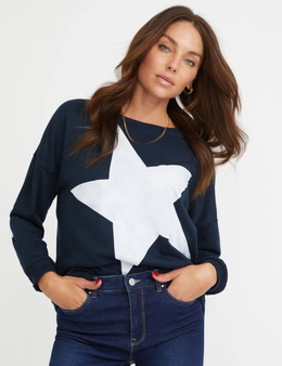 Rockmans Dropped Sleeve Star Novelty Sweater