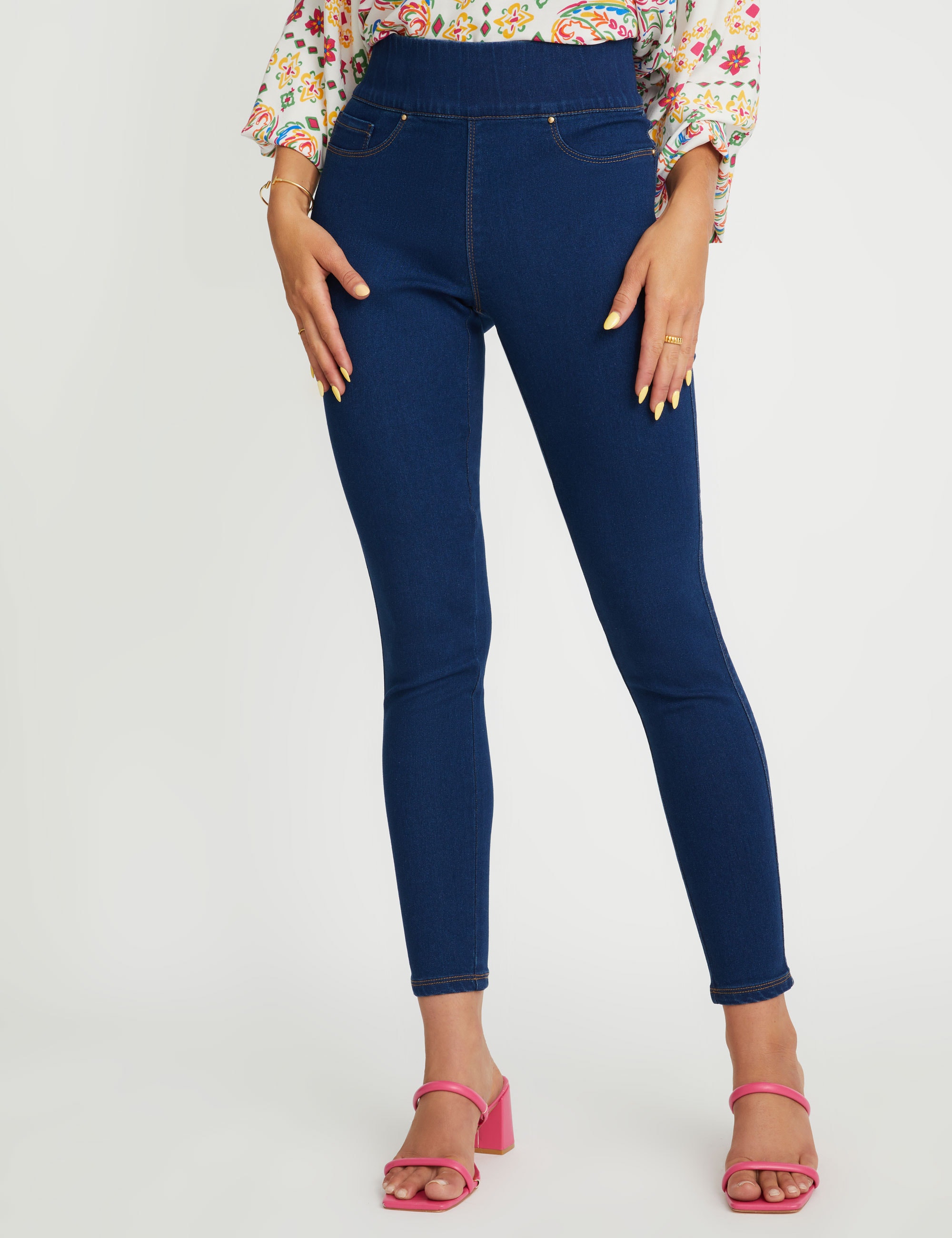 ROCKMANS - Womens Jeans - Blue Jeggings - Solid Cotton Leggings - Fashion  Pants