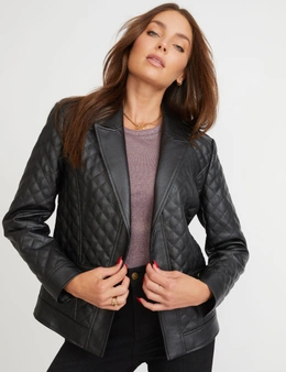 Rockmans Long Sleeve PU Quilted Blazer