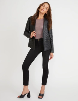 Rockmans Long Sleeve PU Quilted Blazer