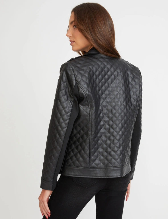 Rockmans Long Sleeve PU Quilted Blazer, hi-res image number null