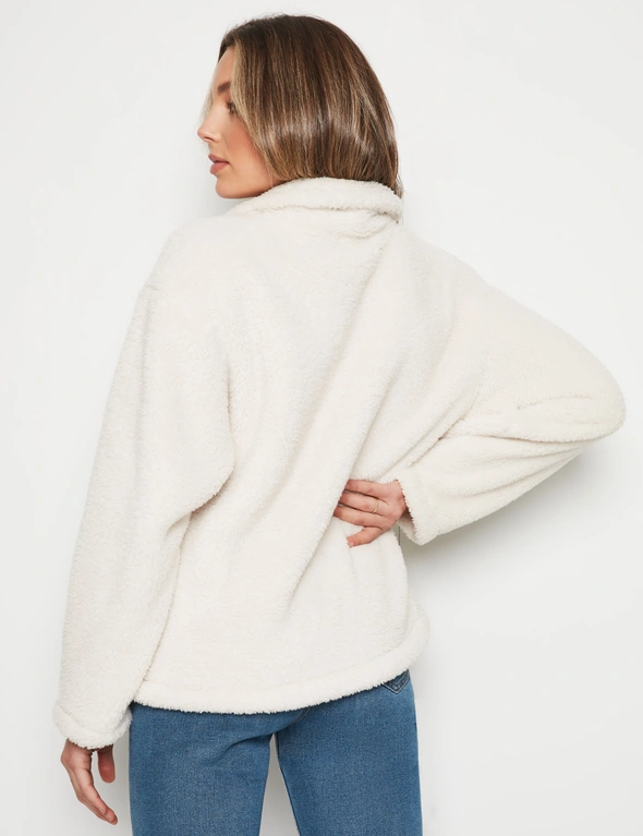 Rockmans Long Sleeve Sherpa 2 Button Detail Jacket, hi-res image number null