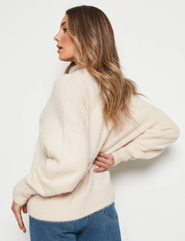 Rockmans Long Sleeve Chain Neck Feather Jumper, hi-res image number null