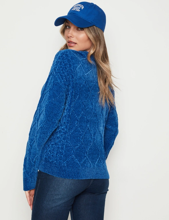 Rockmans Long Sleeve Cable Knit Chenille Jumper, hi-res image number null