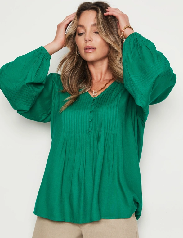 Rockmans Long Sleeve Pintuck Button Blouse, hi-res image number null
