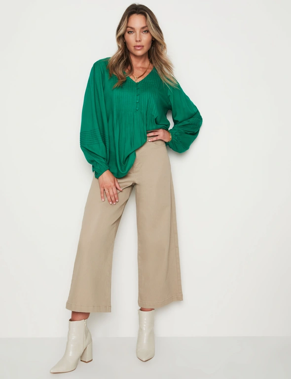 Rockmans Long Sleeve Pintuck Button Blouse, hi-res image number null