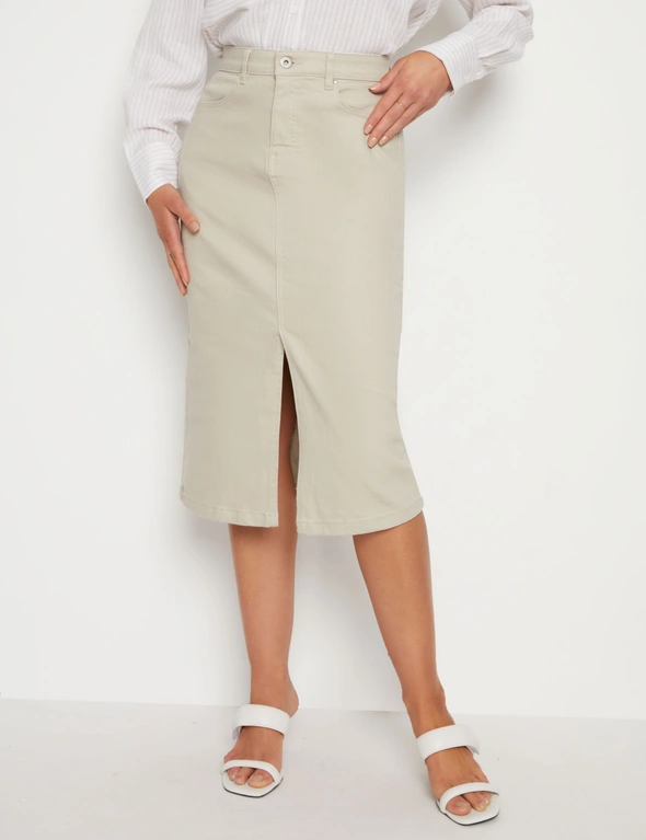 Rockmans Mid Length Denim Skirt, hi-res image number null