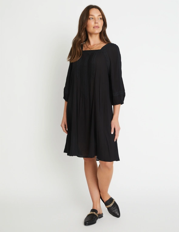 Rockmans Lace Detail Woven Peasant Swing Dress, hi-res image number null