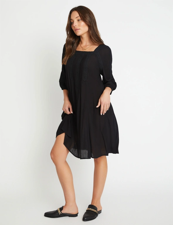 Rockmans Lace Detail Woven Peasant Swing Dress, hi-res image number null