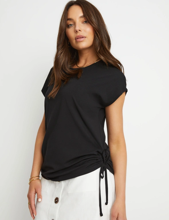 Rockmans Rouched Side Cap Sleeve Tee, hi-res image number null
