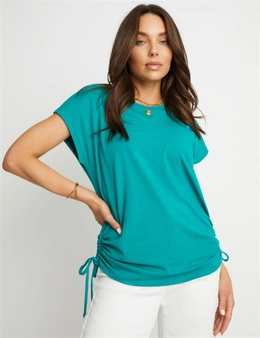Rockmans Rouched Side Cap Sleeve Tee