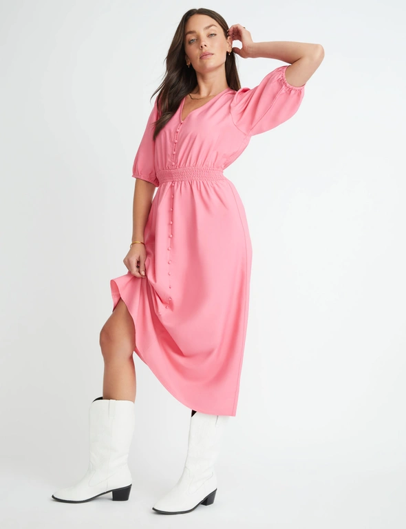 Rockmans Puff Sleeve Button Front Dress, hi-res image number null