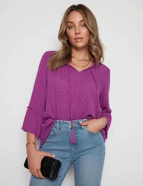 Rockmans Frill Sleeve Peasant Top, hi-res image number null