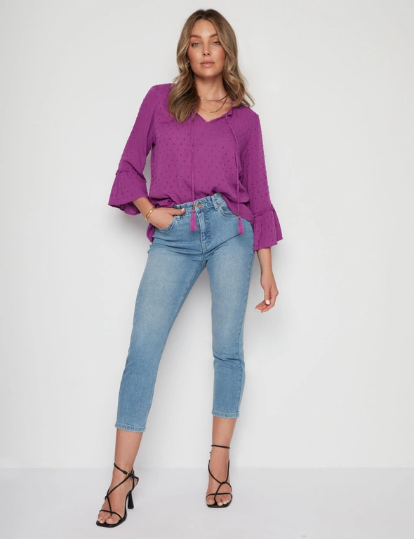 Rockmans Frill Sleeve Peasant Top, hi-res image number null