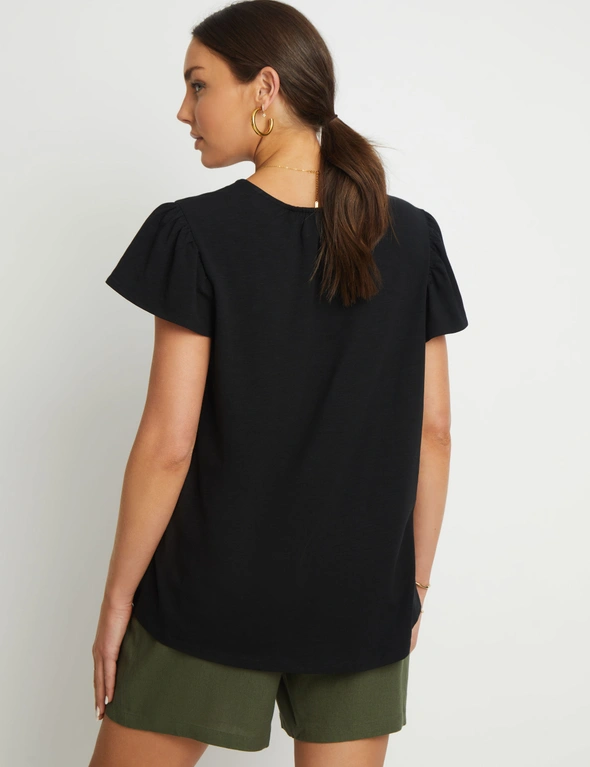 Rockmans Short Sleeve Broiderie Front Tee, hi-res image number null