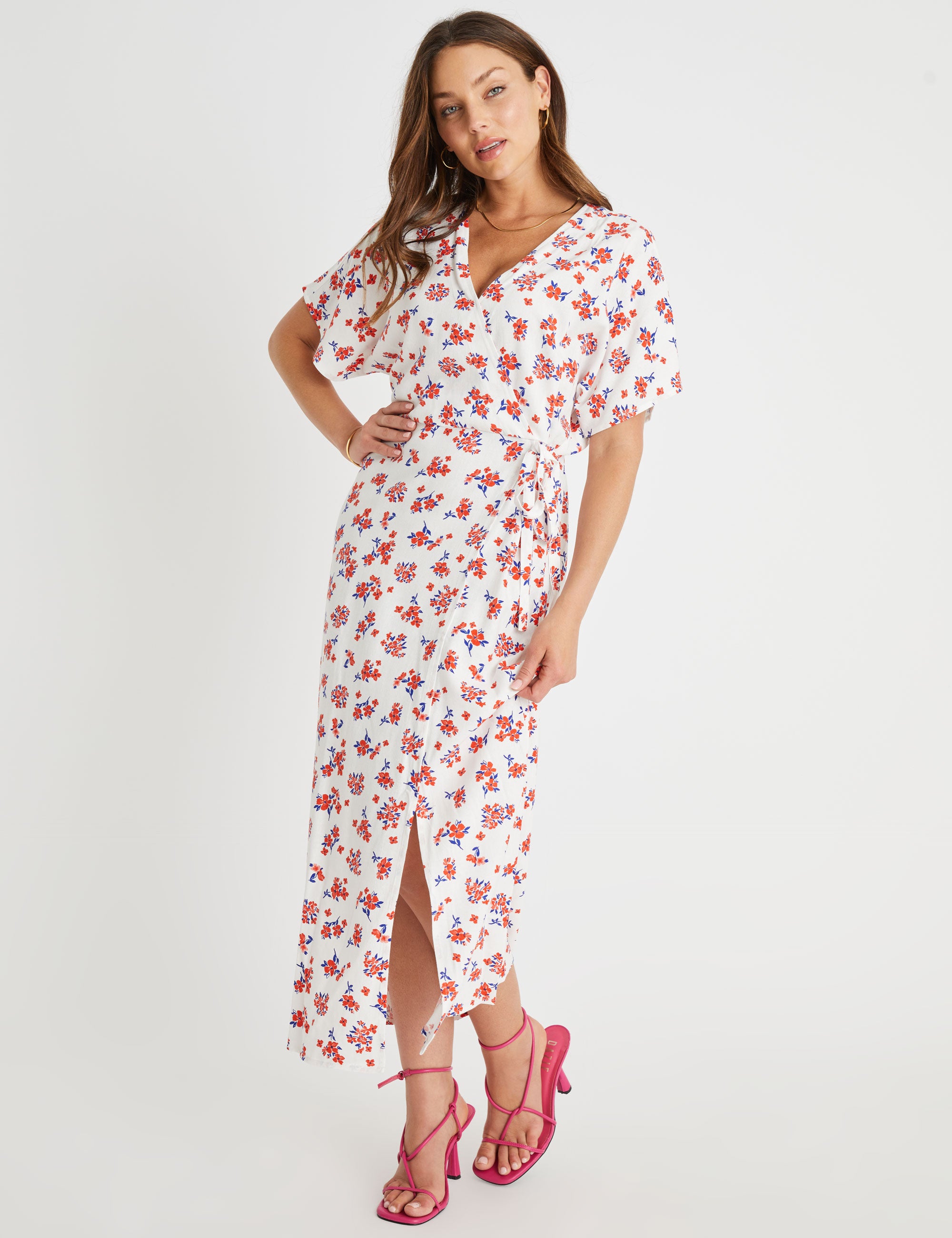 Rockmans Linen Wrap Front Dress | EziBuy Australia