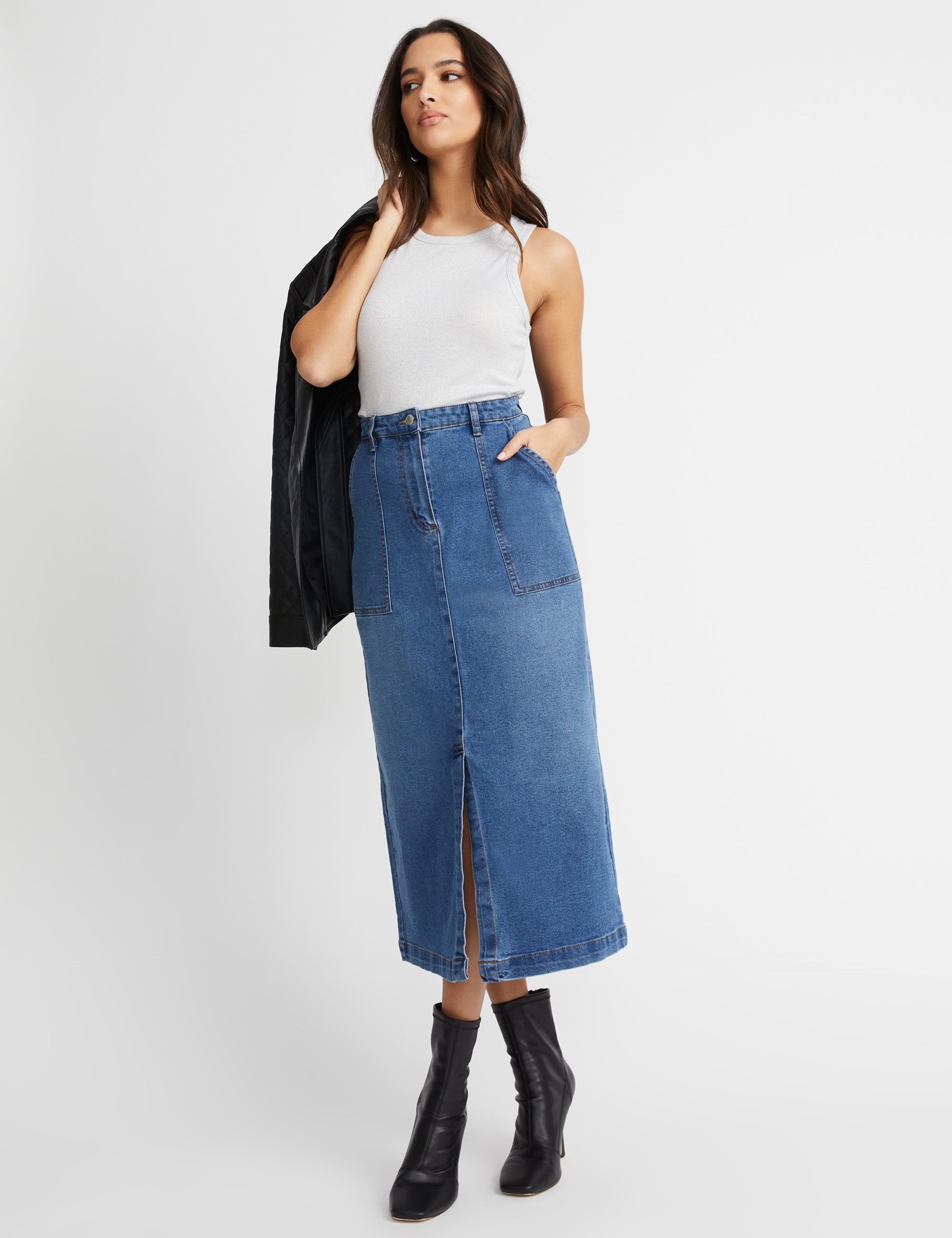 Rockmans Longline Denim Skirt | Rivers NZ