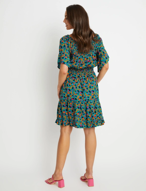 Rockmans Elbow Flared Sleeve Knee Length Woven Dress | Rockmans