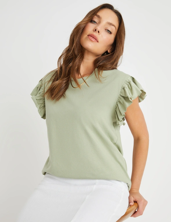 Rockmans Frill Sleeve Tee, hi-res image number null
